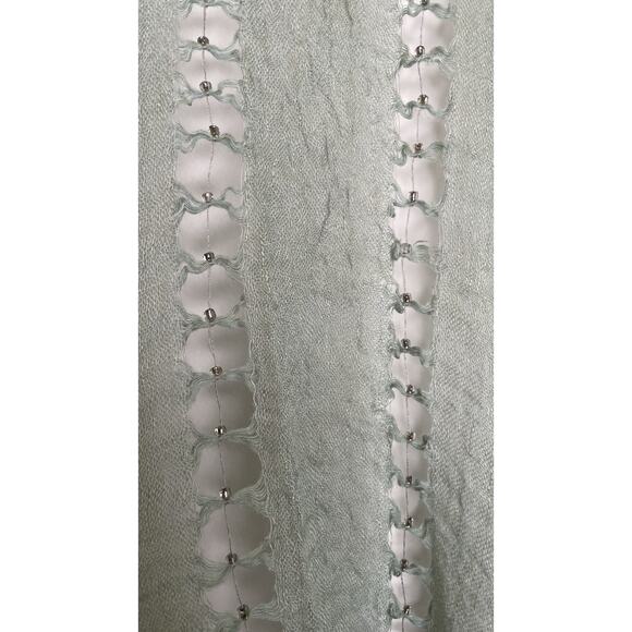 World Market Beaded Knit Sweater Shawl Wrap Fringe One Size Boho Soft Blanket - Picture 7 of 9